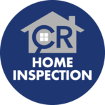 A blue circle with the words cr home inspection written in it.