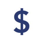 A blue dollar sign is shown on the screen.